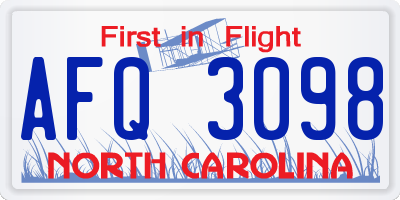 NC license plate AFQ3098