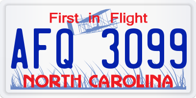 NC license plate AFQ3099