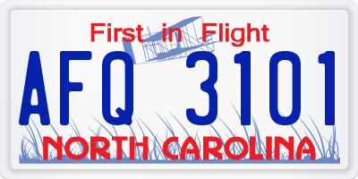 NC license plate AFQ3101