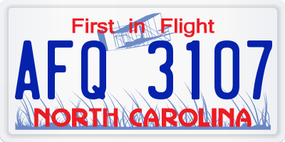NC license plate AFQ3107