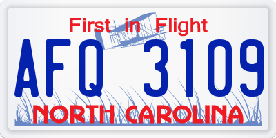NC license plate AFQ3109