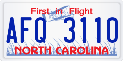 NC license plate AFQ3110