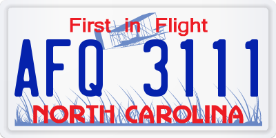 NC license plate AFQ3111