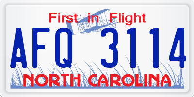NC license plate AFQ3114