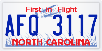 NC license plate AFQ3117