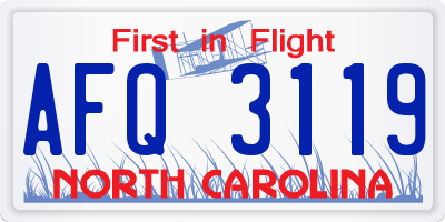 NC license plate AFQ3119