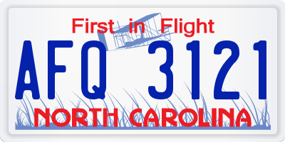 NC license plate AFQ3121