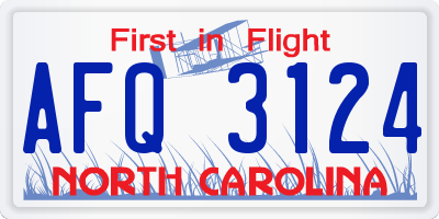NC license plate AFQ3124