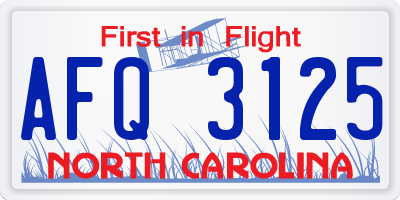 NC license plate AFQ3125