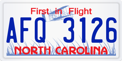 NC license plate AFQ3126