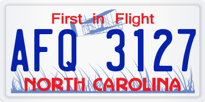 NC license plate AFQ3127