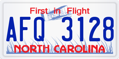 NC license plate AFQ3128