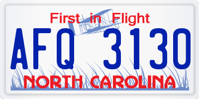 NC license plate AFQ3130