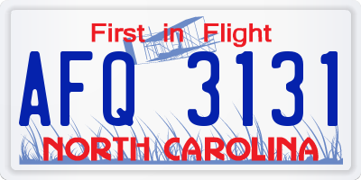 NC license plate AFQ3131