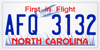 NC license plate AFQ3132