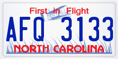 NC license plate AFQ3133