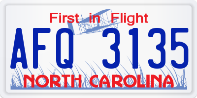 NC license plate AFQ3135