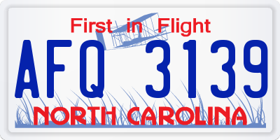 NC license plate AFQ3139