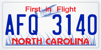 NC license plate AFQ3140