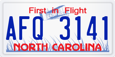 NC license plate AFQ3141