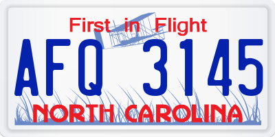 NC license plate AFQ3145