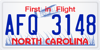 NC license plate AFQ3148