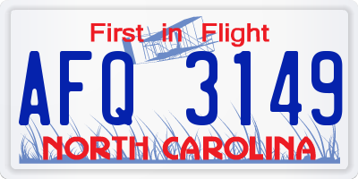 NC license plate AFQ3149