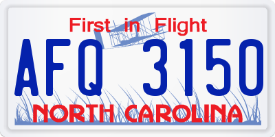 NC license plate AFQ3150