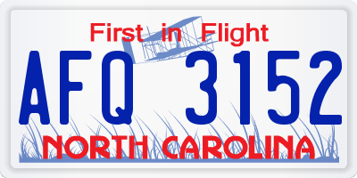 NC license plate AFQ3152