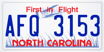NC license plate AFQ3153