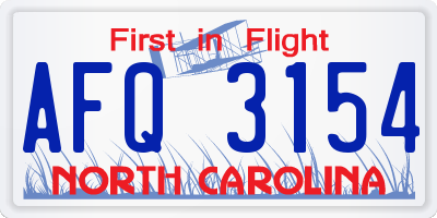 NC license plate AFQ3154