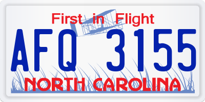 NC license plate AFQ3155