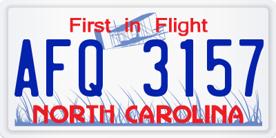 NC license plate AFQ3157