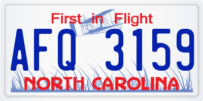 NC license plate AFQ3159