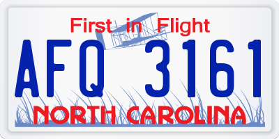 NC license plate AFQ3161