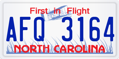 NC license plate AFQ3164