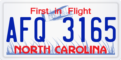 NC license plate AFQ3165