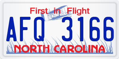 NC license plate AFQ3166
