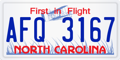 NC license plate AFQ3167