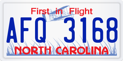 NC license plate AFQ3168