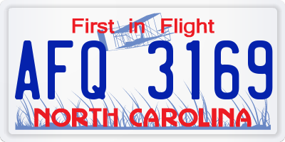 NC license plate AFQ3169