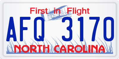 NC license plate AFQ3170