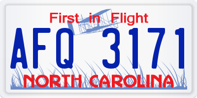 NC license plate AFQ3171
