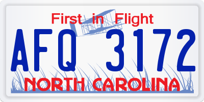 NC license plate AFQ3172