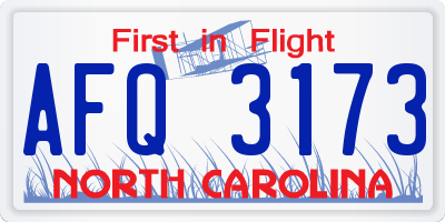 NC license plate AFQ3173