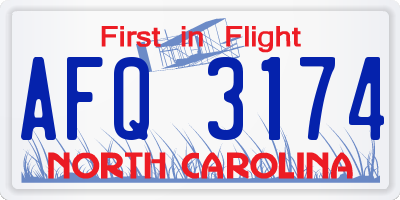 NC license plate AFQ3174