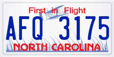 NC license plate AFQ3175