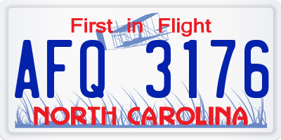 NC license plate AFQ3176