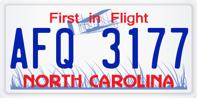 NC license plate AFQ3177