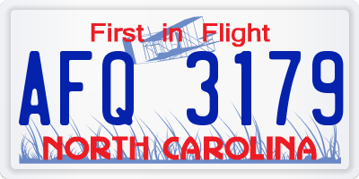 NC license plate AFQ3179